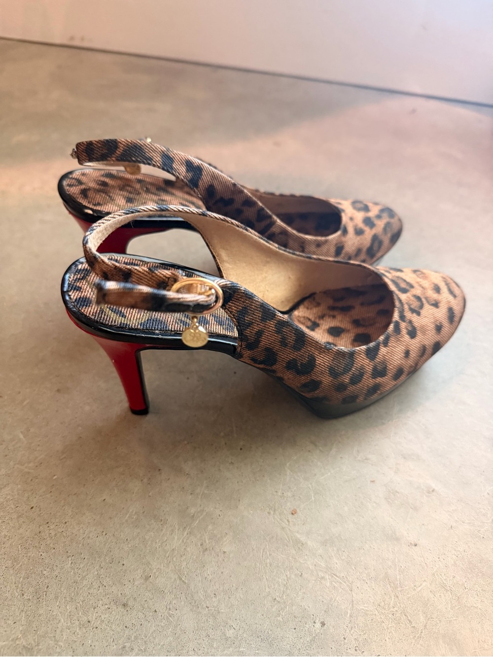 J.Renee Leopard Print Slingback Heels with Red Stiletto 6.5 maximalist bold edge